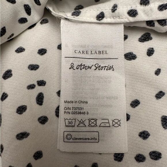 & OTHER STORIES Top Womens US Size 10 Viscose Blouse White Black Stockholm - Picture 10 of 12